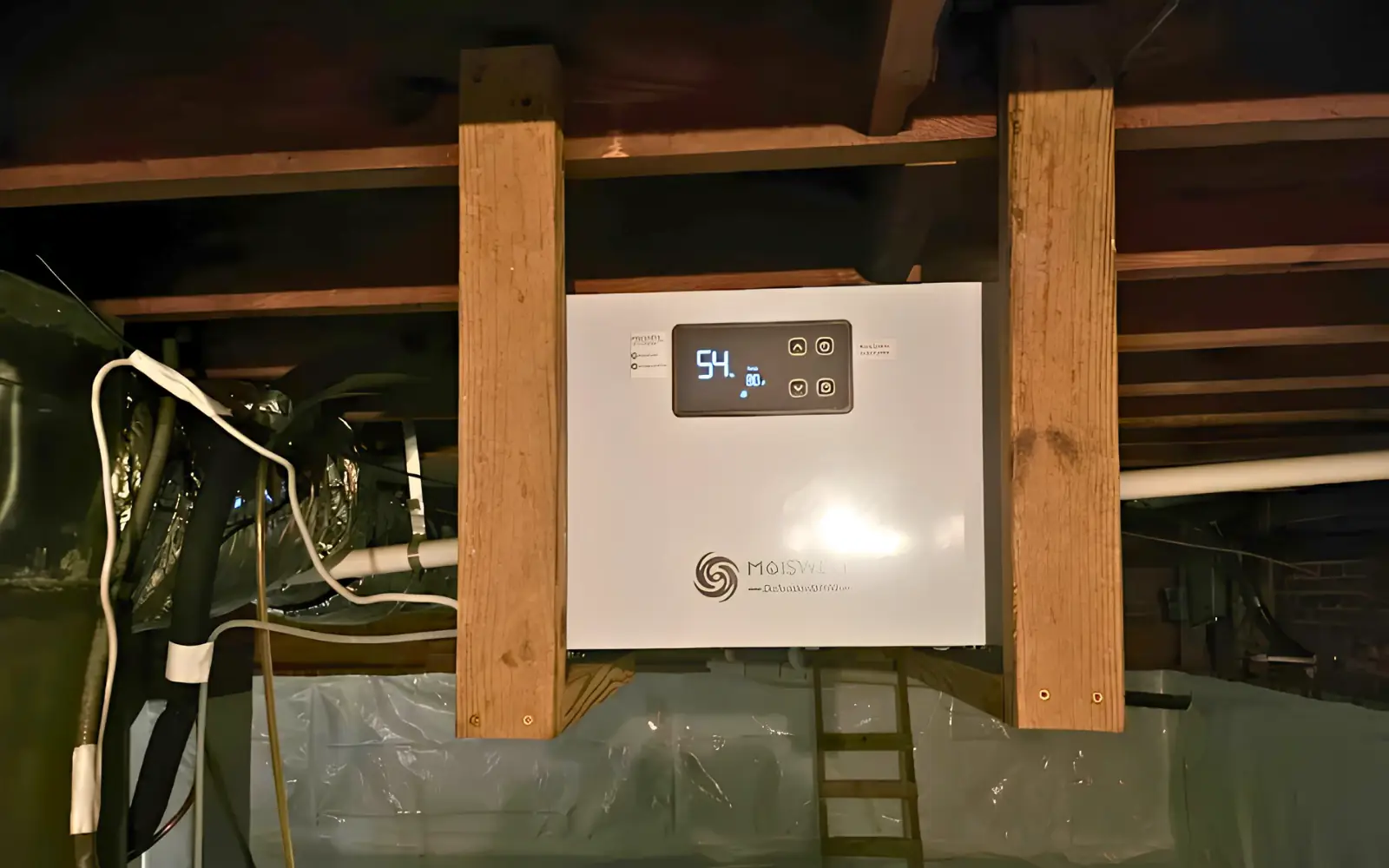 A basement dehumidifier