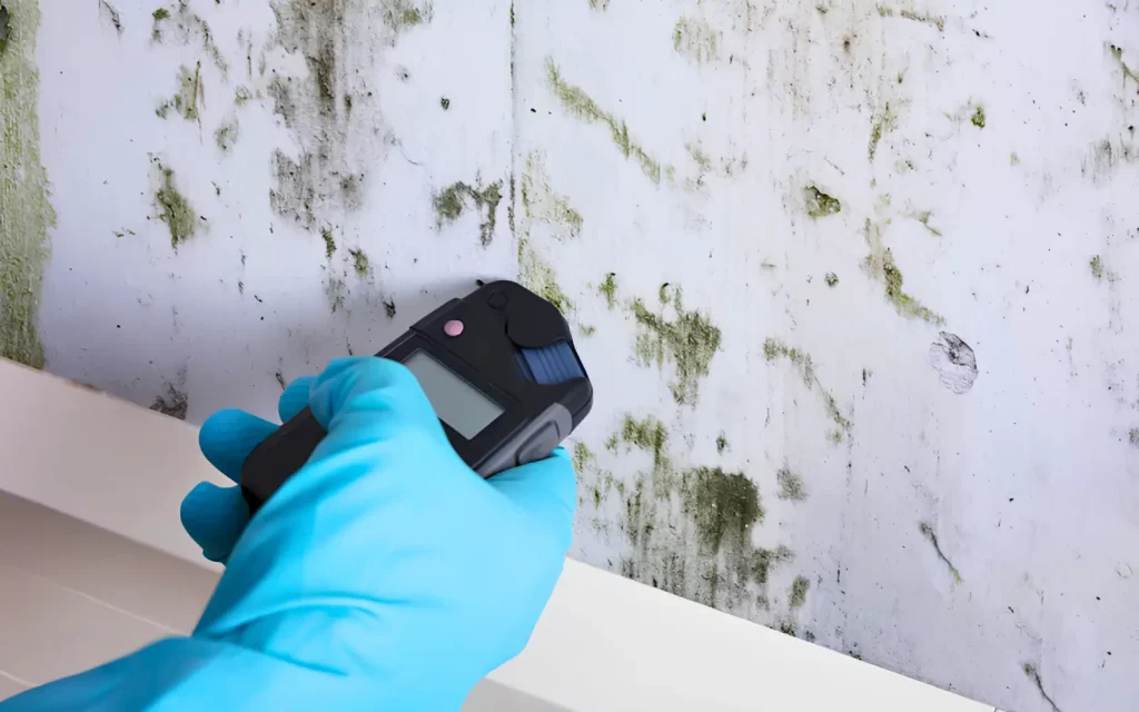 Mold Patrol taking moisture measurements in a home