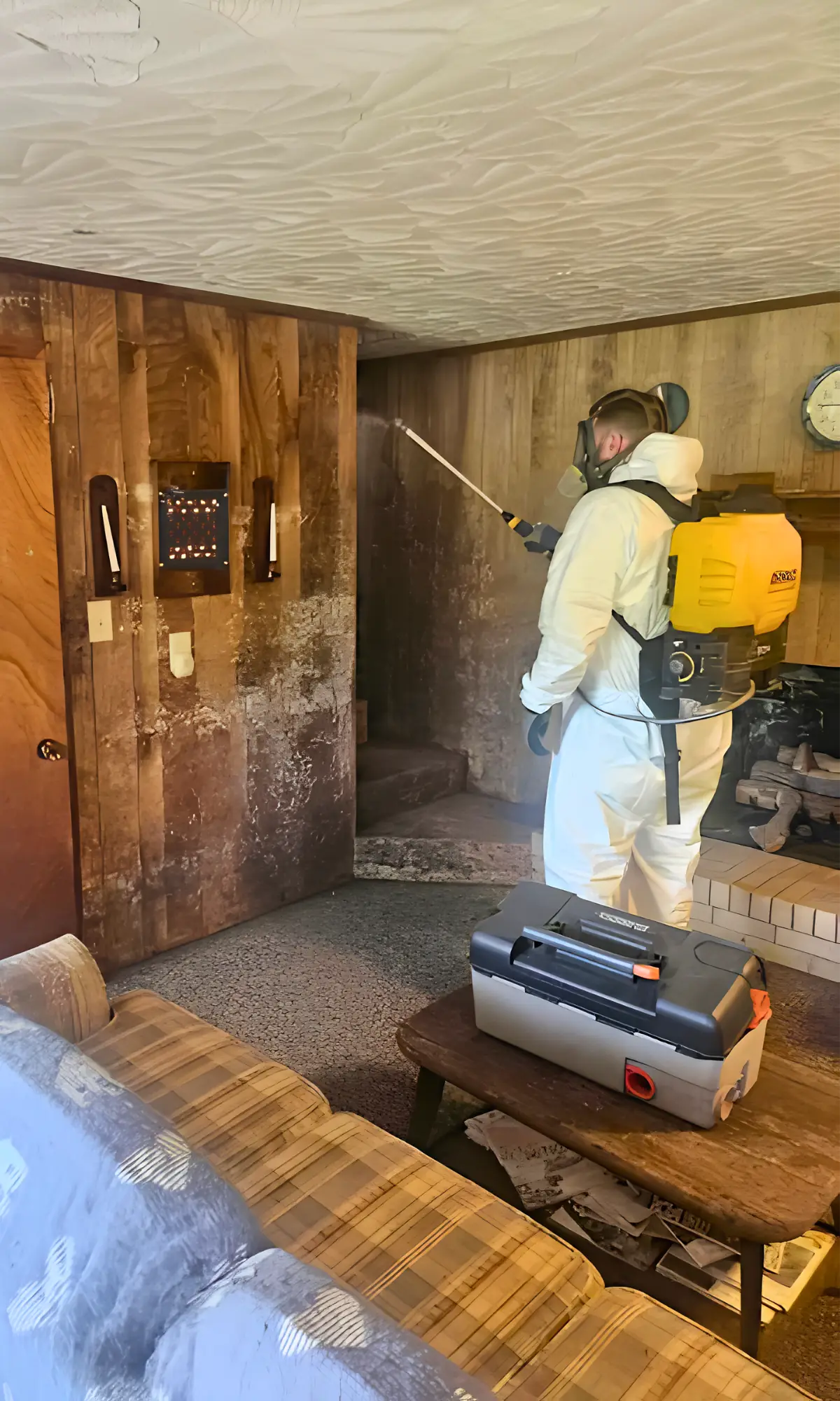 Mold Patrol spraying a client's home during mold remediation