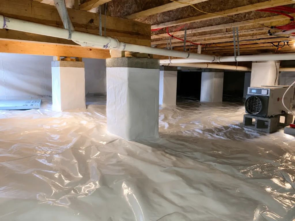 A crawlspace dehumidifier and encapsulation project completed by Mold Patrol