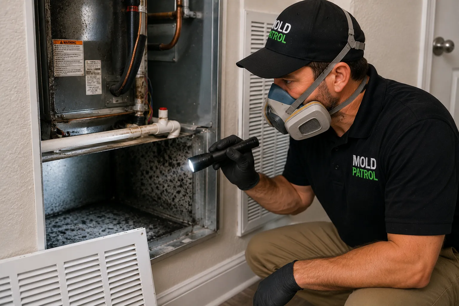 Mold Patrol conducting an HVAC mold inspection