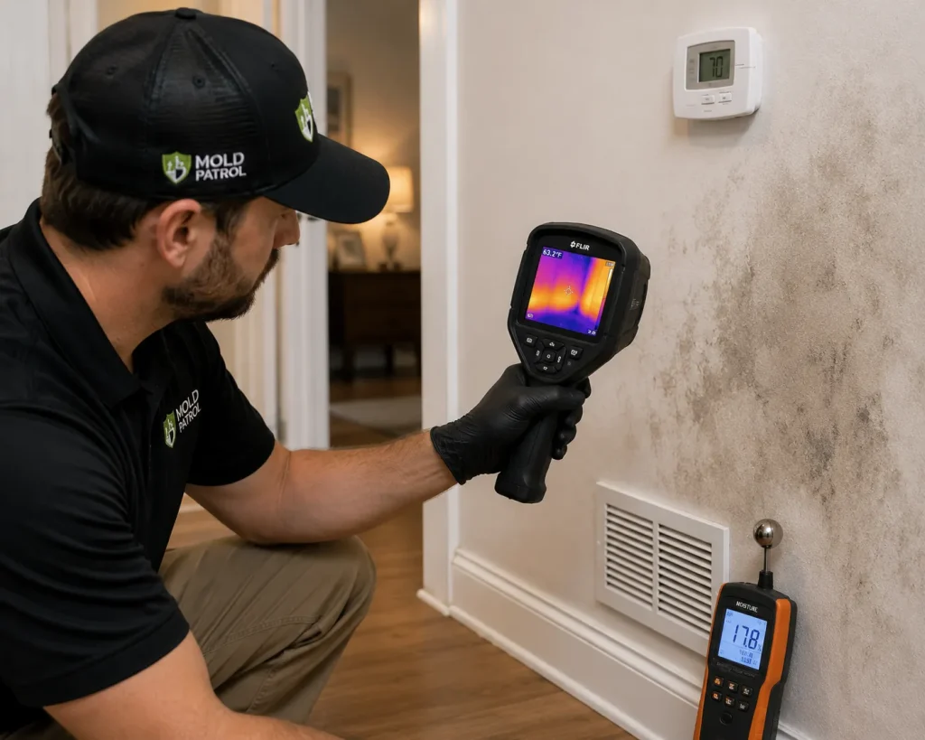 Mold Patrol conducting a moisture assessment in a home