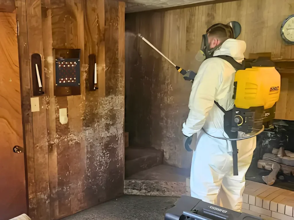 Mold Patrol spraying a client's home during mold remediation